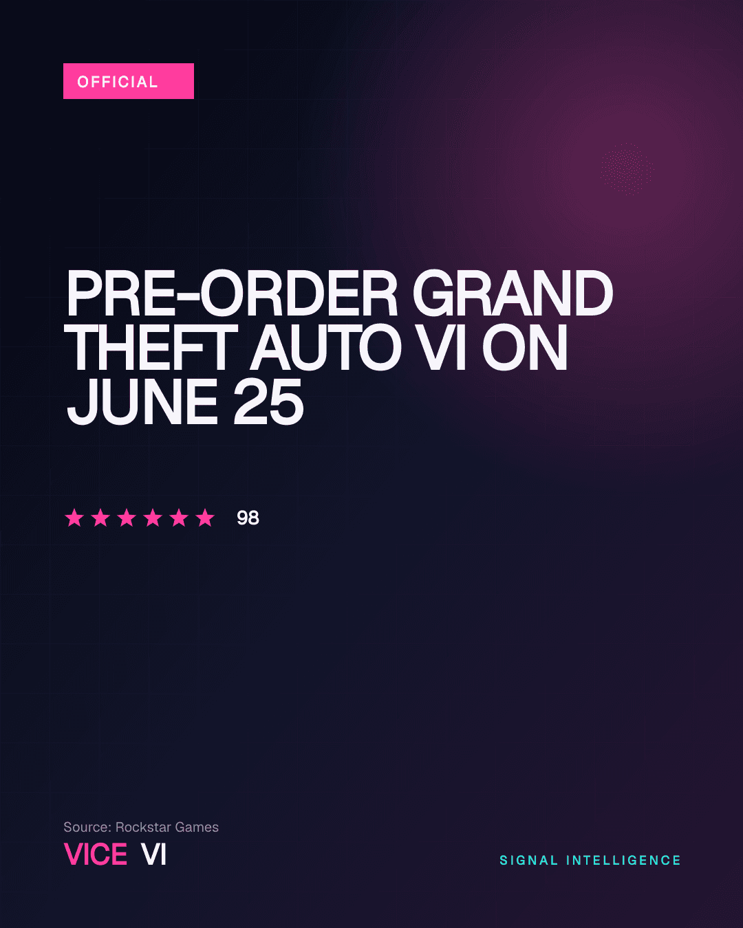 Pre-Order Grand Theft Auto VI on June 25 — VICE VI editorial visual