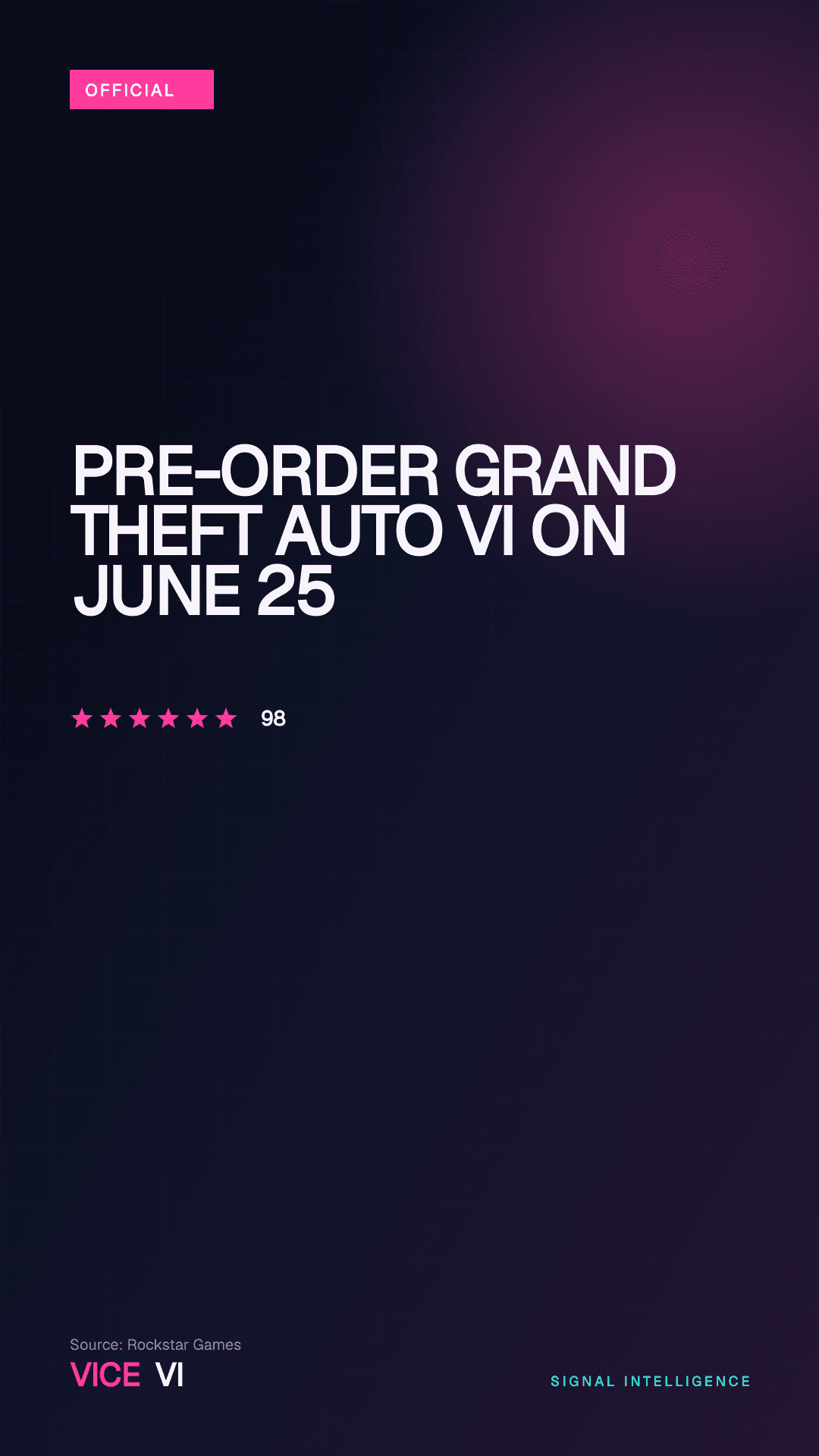 Pre-Order Grand Theft Auto VI on June 25 — VICE VI editorial visual